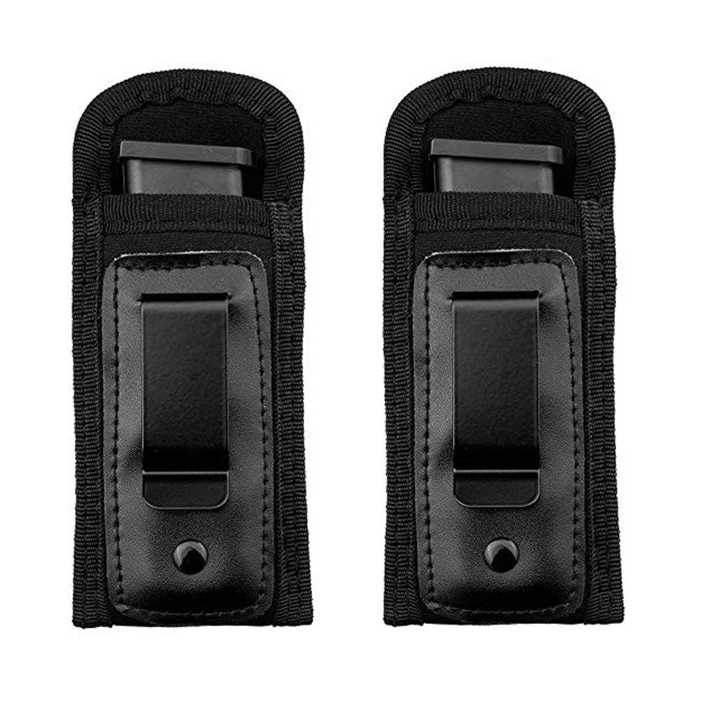2-Pack Concealed Carry Universal Magazine Holster IWB Clip | 9mm .40 .45 | Pistol Mag Holster for Glock 19 43 17 Sig 1911 S&W M&P