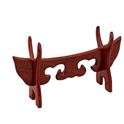 SOFIALXC Sword Rack Holder Base Bracket Seat Double-Sided Carved Craft Feature Decoration Display Weapon Solid Wood Samurai Katan