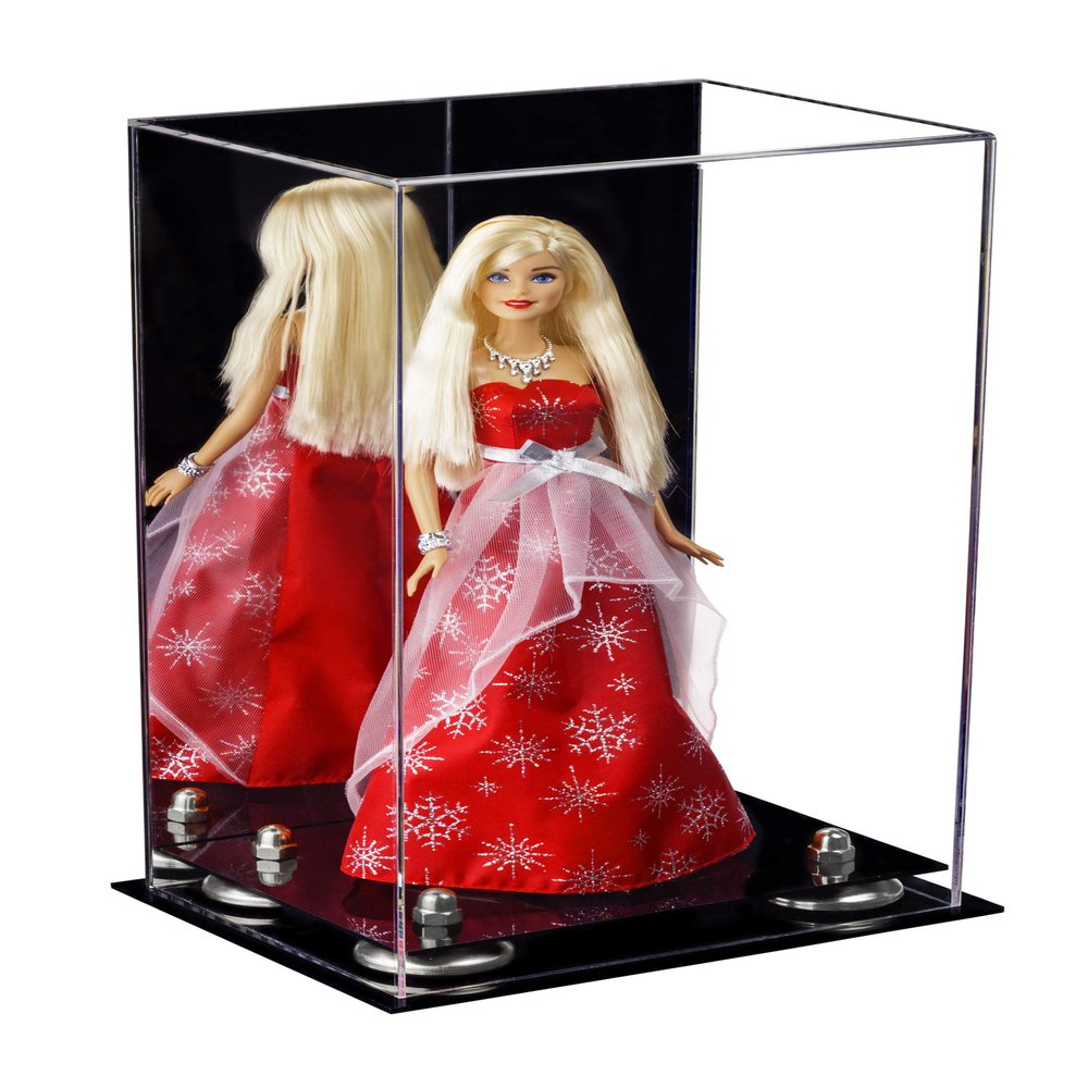 Better Display Cases Versatile Acrylic Display Case - Medium Rectangle Box with Mirror and Silver Risers 8" x 6" x 14" (A092-SR)