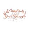 EVER FAITH Women's CZ Simulated Pearl Wedding Flower Leaf Filigree Tennis Bracelet Clear Rose Gold-Plated-Brass view 1