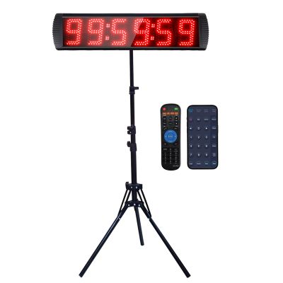 GAN XIN Portable 5'' High 6 Digits LED Race Clock with Tripod for Running Events, Countdown/up Digital Race Timer, 12/24-Hour Clock,LED Stopwatch by Remote Control