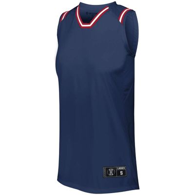 Holloway Sportswear Womens Retro Basketball Jersey XS Navy/Scarlet/White