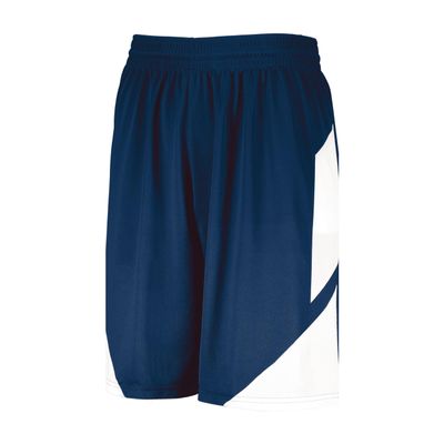 Augusta Sportswear Youth Step-Back Basketball Shorts, Navy/White, M