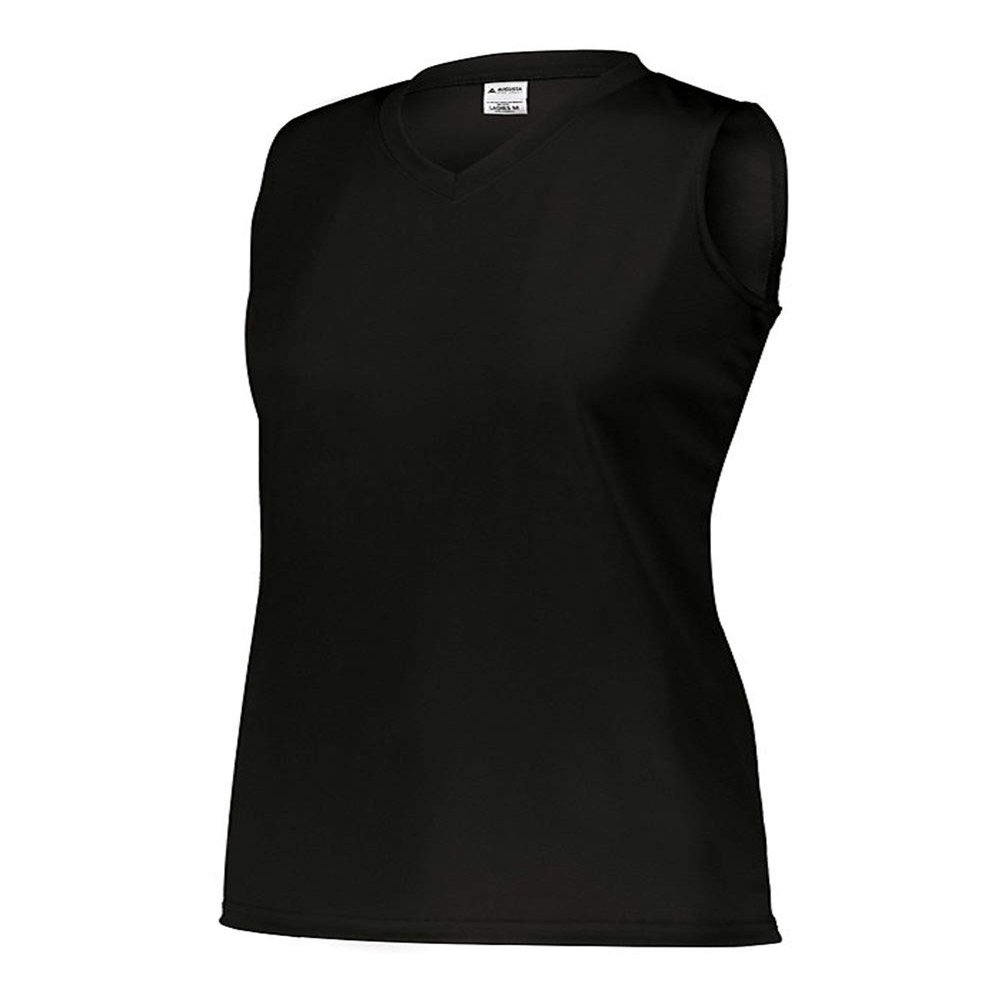 Augusta Sportswear Girls Sleeveless Wicking Attain Jersey, Black, L