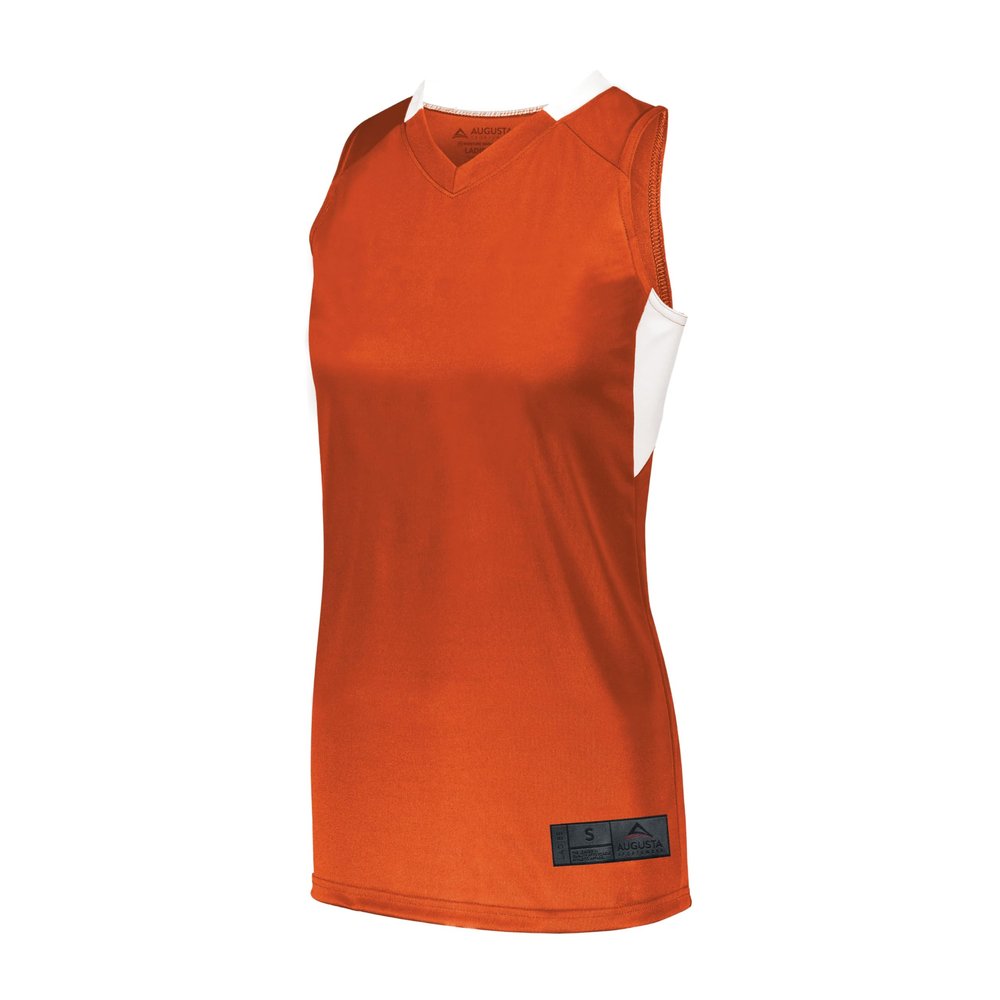 Augusta Sportswear Womens Step-Back Basketball Jersey, Orange/White, S