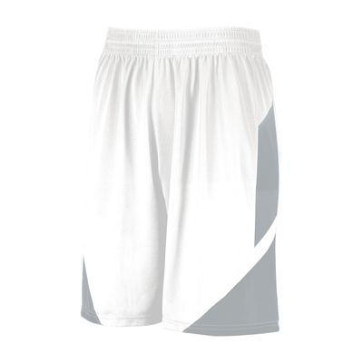 Augusta Sportswear Youth Step-Back Basketball Shorts, White/Silver, S