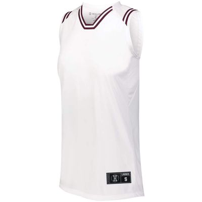 Holloway Sportswear Womens Retro Basketball Jersey L White/Maroon