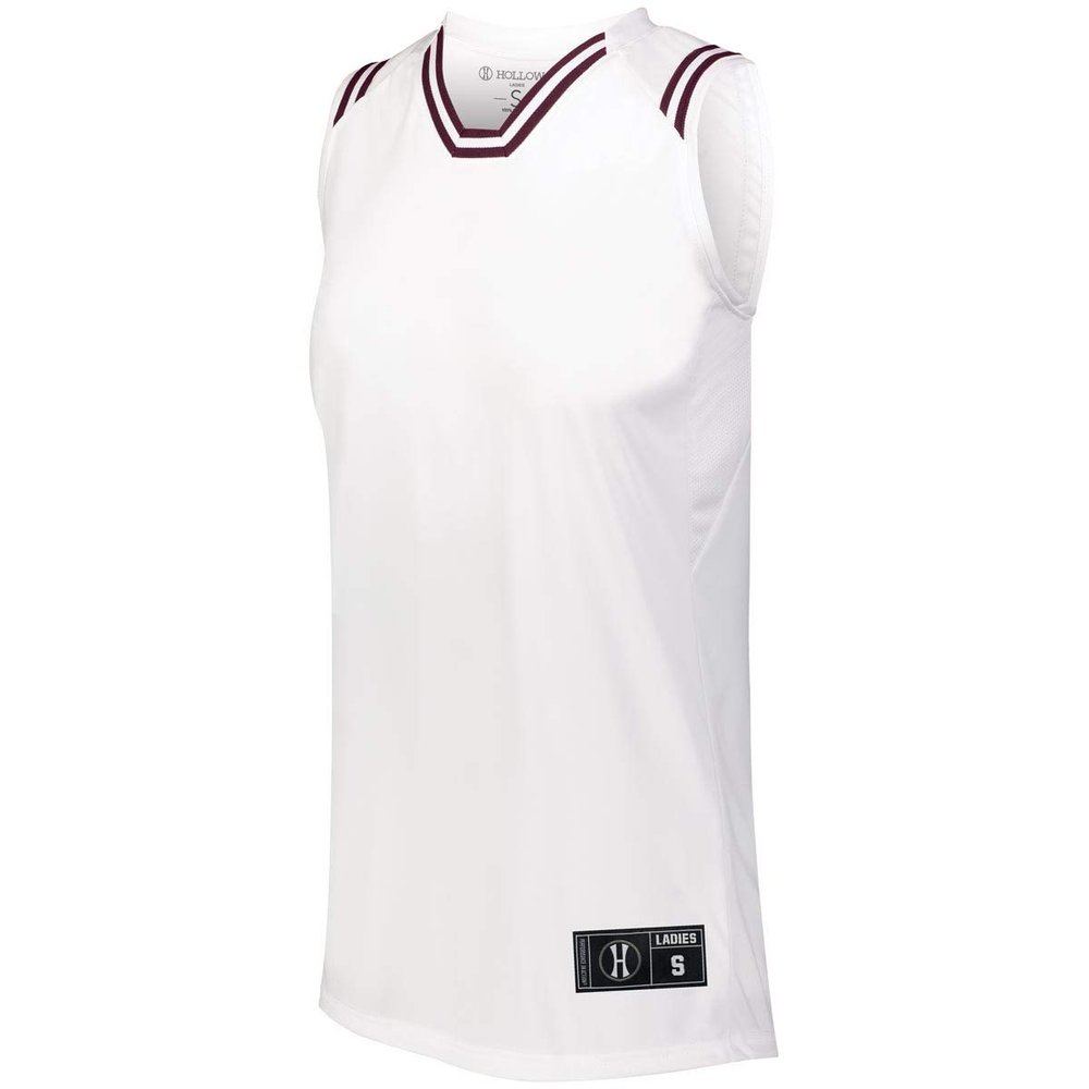 Holloway Sportswear Womens Retro Basketball Jersey L White/Maroon