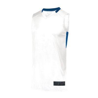 Augusta Sportswear Youth Step-Back Basketball Jersey, White/Royal, M