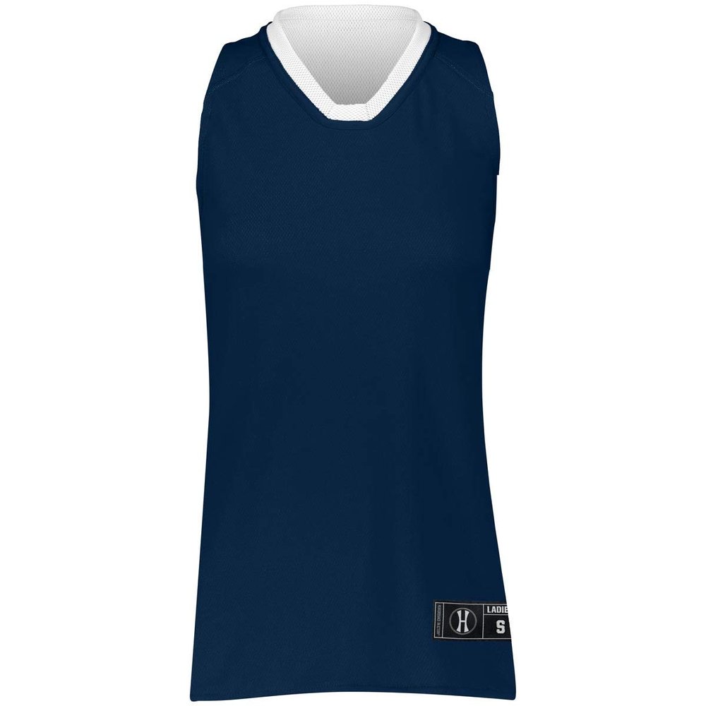 Holloway Ladies Dual-Side Single Ply Basketball Jersey 2Xl Navy/White