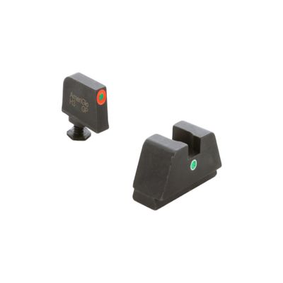 AMERIGLO Optic Compatible Sight Set for Glock - XL Tall Green tritium Orange Outline Front, Single Green tritium dot Rear .315" F .394" R