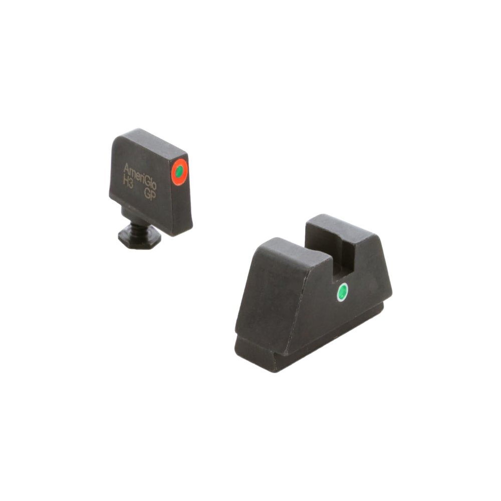 AMERIGLO Optic Compatible Sight Set for Glock - XL Tall Green tritium Orange Outline Front, Single Green tritium dot Rear .315" F .394" R