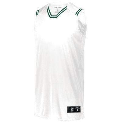 Holloway Sportswear Boys Retro Basketball Jersey XL White/Forest