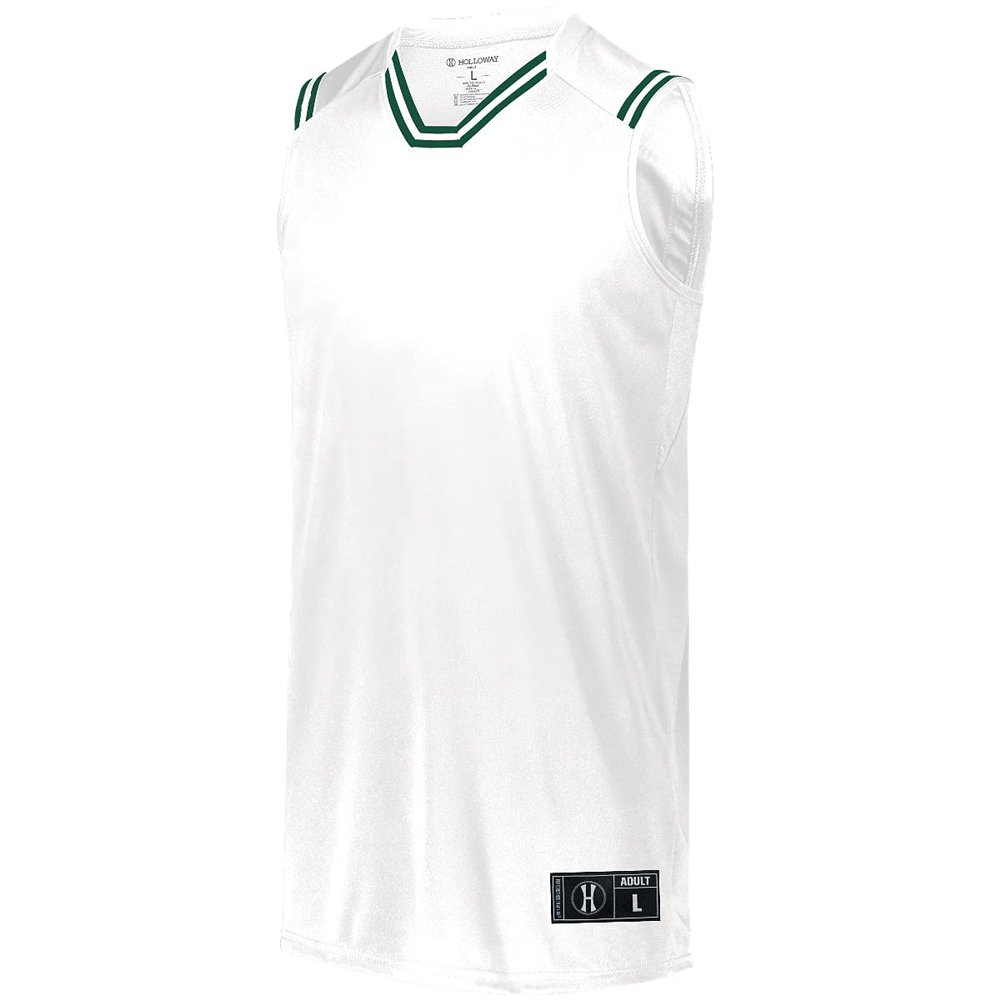 Holloway Sportswear Boys Retro Basketball Jersey XL White/Forest