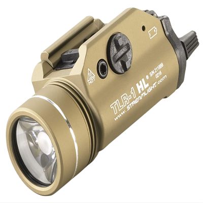 Streamlight 69888 TLR-1 HL 1000-Lumen 20000 Candela Rail-Mounted Tactical Weapon Light with Long Gun Kit Includes Safe Off Remote, Standard, and Pressure Switches, and Mounting Clips, Flat Dark Earth