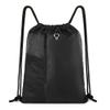 BeeGreen Black Drawstring Backpack Gym Bag For Men Women String Sports Backpack With Water Bottle Mesh Pockets And 2 Zippered Pocket Large Cinch Sackpack Workout Bag 16" x 20" view 1