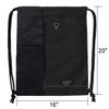 BeeGreen Black Drawstring Backpack Gym Bag For Men Women String Sports Backpack With Water Bottle Mesh Pockets And 2 Zippered Pocket Large Cinch Sackpack Workout Bag 16" x 20" view 2