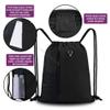 BeeGreen Black Drawstring Backpack Gym Bag For Men Women String Sports Backpack With Water Bottle Mesh Pockets And 2 Zippered Pocket Large Cinch Sackpack Workout Bag 16" x 20" view 4
