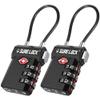 SURE LOCK TSA Approved Luggage Locks with Open Alert Indicator, 3 Digit Combination Cable Travel Lock for Suitcase, Backpack, Gym Locker, Toolbox, Carry On & Travel Bag(Black 2 Pack) view 1
