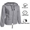 Avoogue Raincoat Women Lightweight Waterproof Rain Jackets Packable Outdoor Hooded Windbreaker Running Coat (Grey XXL) view 3