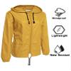 Avoogue Lightweight Raincoat Women's Waterproof Windbreaker Packable Outdoor Hooded Rain Jacket Yellow XL view 3