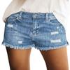 luvamia Jean Shorts Womens Mid Rise Stretchy Cut Off Frayed Denim Shorts Ripped Summer Casual Beach Vacation Clothes Medium Blue Size Medium Fits US 8-10 view 1