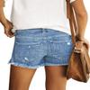 luvamia Jean Shorts Womens Mid Rise Stretchy Cut Off Frayed Denim Shorts Ripped Summer Casual Beach Vacation Clothes Medium Blue Size Medium Fits US 8-10 view 2