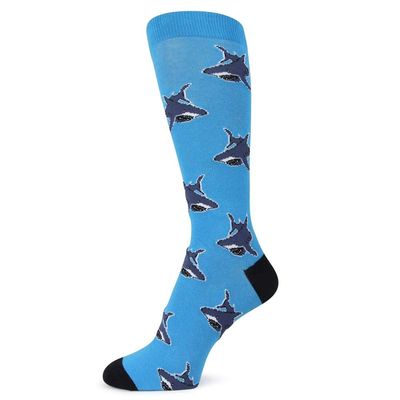 Spotlight Hosiery Fun Novelty Dress Socks,Blue/SHARK, Size 10-13, 1 PR
