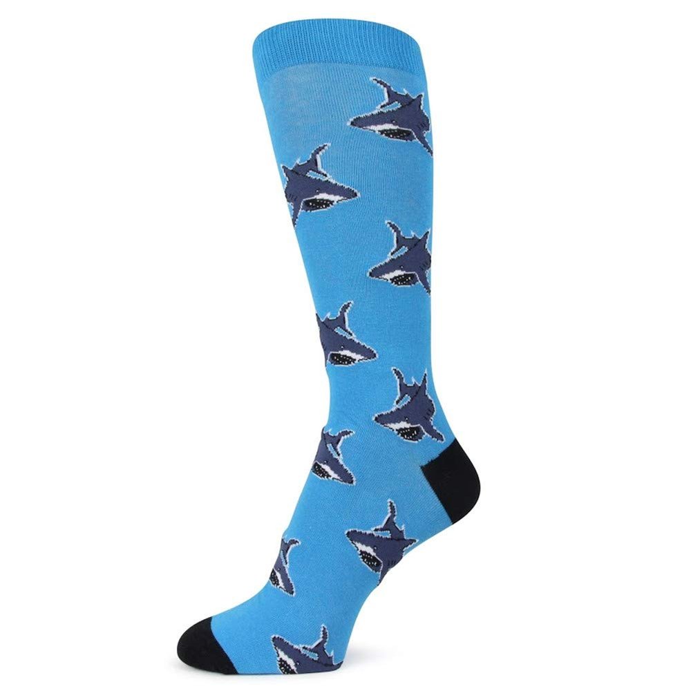 Spotlight Hosiery Fun Novelty Dress Socks,Blue/SHARK, Size 10-13, 1 PR
