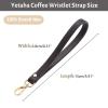 Yetaha Coffee Genuine Leather Wristlet Strap, 150mm x 8mm Hand Wrist Strap with Lock for Clutch Wallet Cellphone Key view 2
