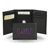 NCAA LSU Tigers Embroidered Genuine Leather Tri-fold Wallet 3.25" x 4.25" - Slim By Rico Industries view 1