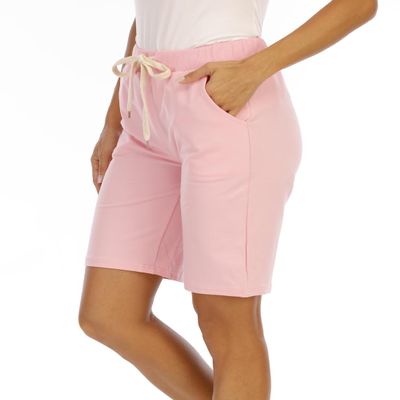 FABEILAI Women's Knee-Length Bermuda Casual Shorts with Elastic Waist Drawstring #9600 PK 8/10