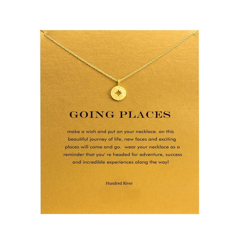 Baydurcan Compass Necklace Graduation Gifts for Women Pendant Chain Necklace with Message Card (compass)