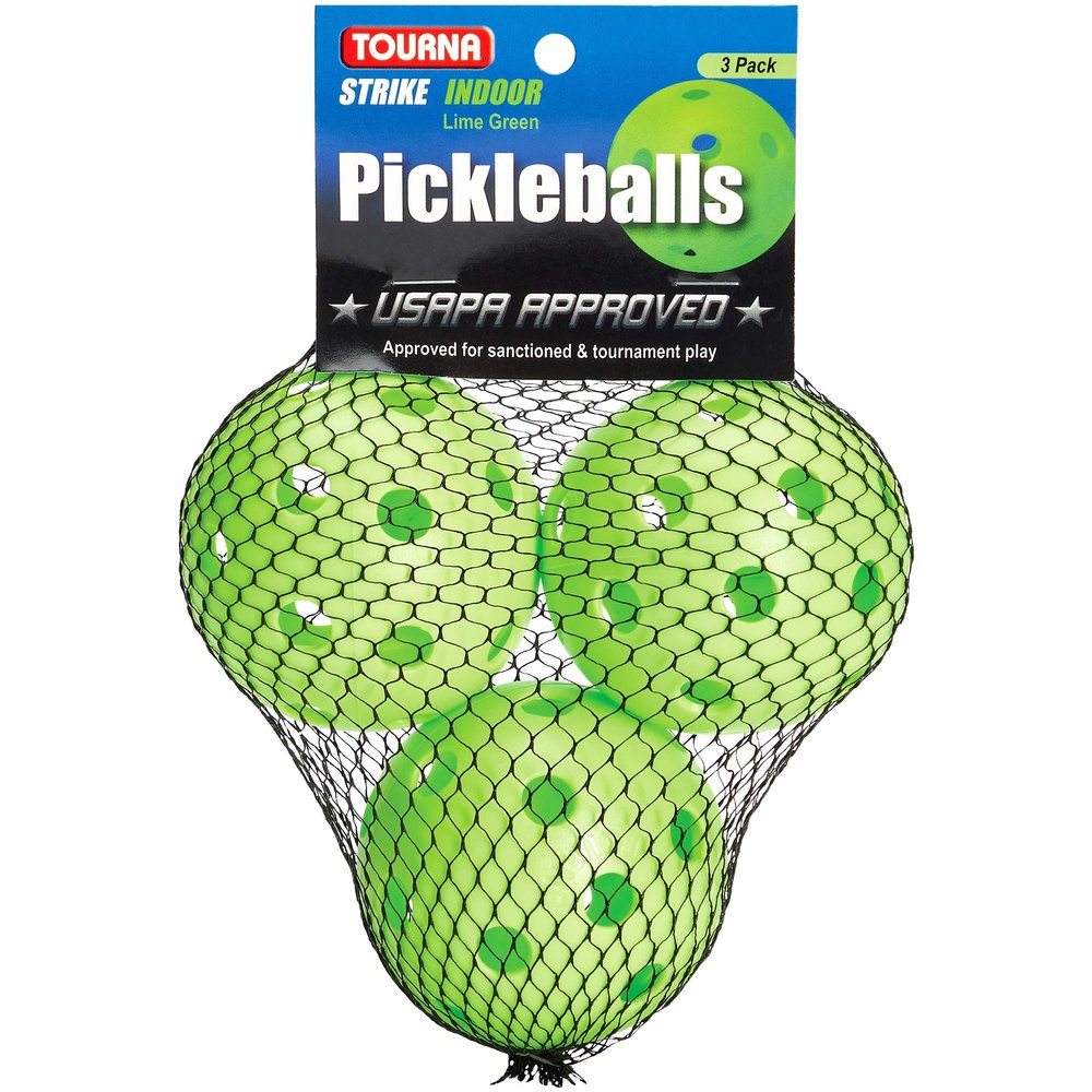Tourna Strike Indoor Pickleballs Lime Green 3 Pack (PIKL-3-LG-I)