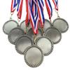 Silver Blank Insert Medals and Red White and Blue Neck Ribbons. (Pack of 10) view 1