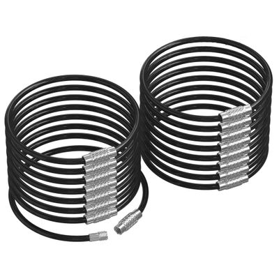 Silipac Wire Keychain Cable Rings Twist-Lock 6.3" (16 cm), 2mm Car Keyring, Luggage Tag & ID Tag Loop Stainless Steel