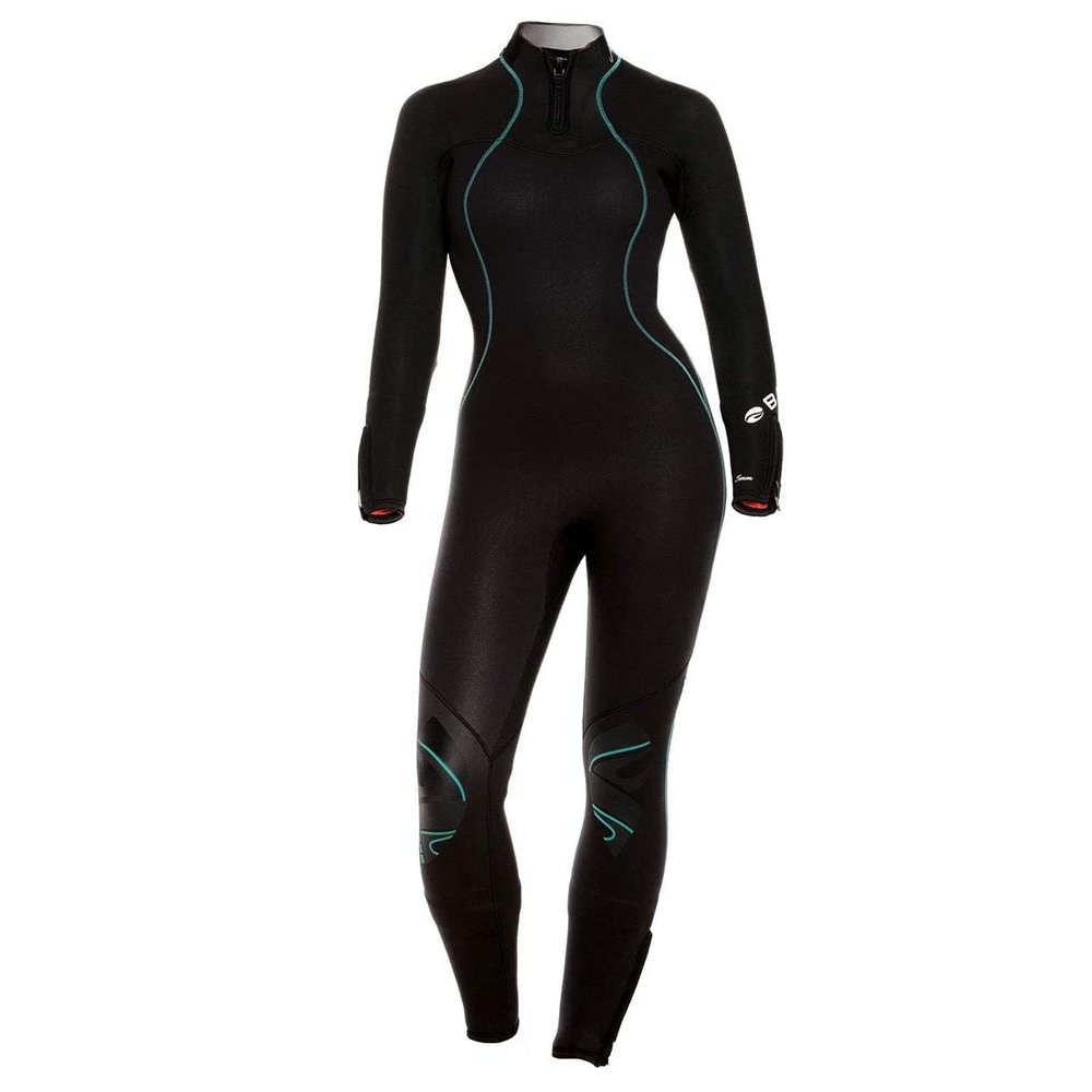 BARE 7MM Women's Nixie Ultra Full Wetsuit | Great for Scuba Diving | Comfortable Full Stretch Neoprene | Long Sleeve | Unique Omnired Material Woven into Fabric for Added Warmth | Black 10