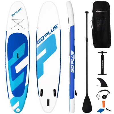 Goplus Inflatable Stand Up Paddle Board, 10FT/10.5FT/11FT SUP with Accessory Pack, Adjustable Paddle, Carry Bag, Fin, Hand Pump, Leash, Repair Kit (Sky Blue, 11 FT)