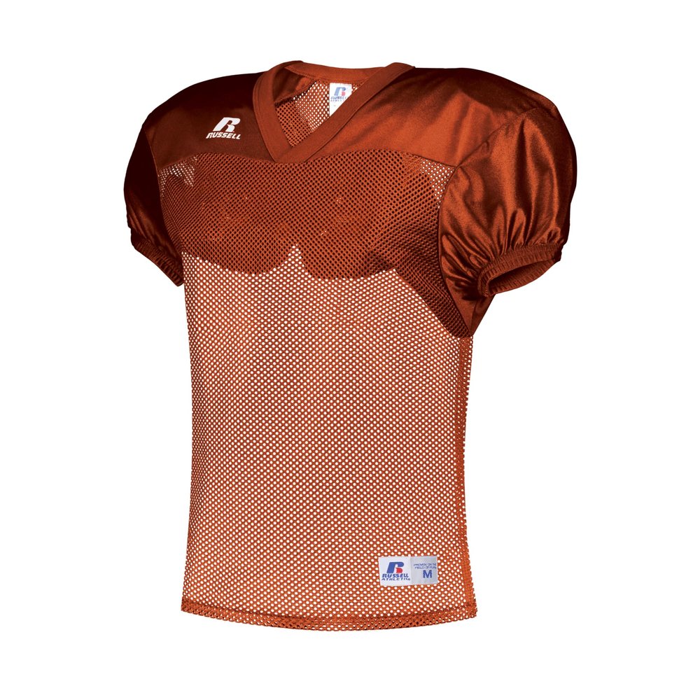 Russell Athletic Mens Stock Practice Jersey Mesh Top Football Jersey for Men, Ideal for Training and Game Day MZ Burnt Orange