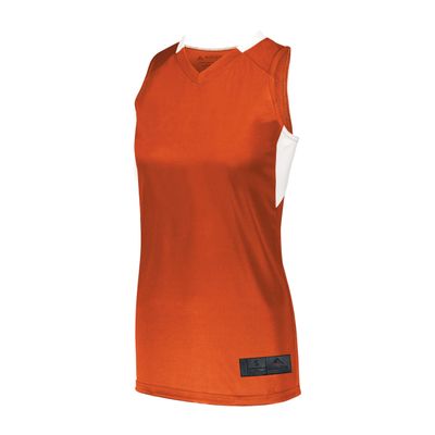 Augusta Sportswear Womens Step-Back Basketball Jersey, Orange/White, XL