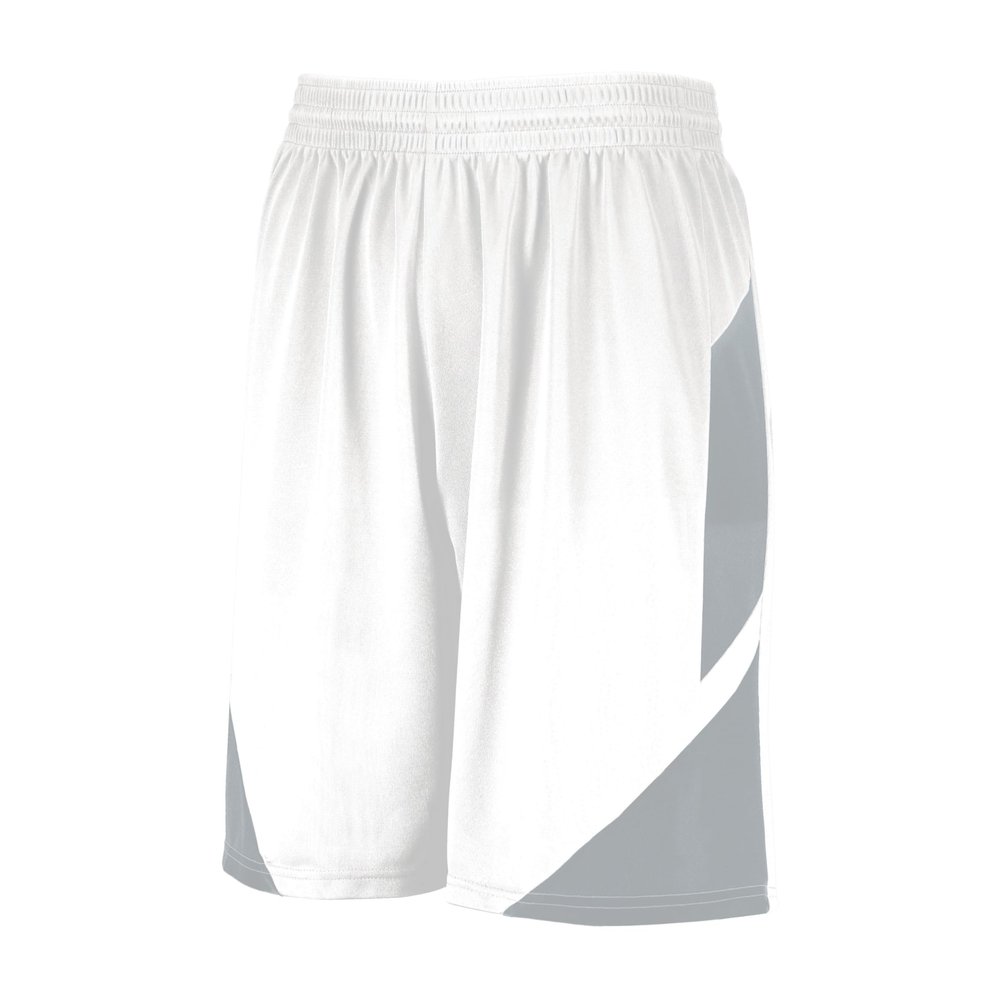 Augusta Sportswear Youth Step-Back Basketball Shorts, White/Silver, XL