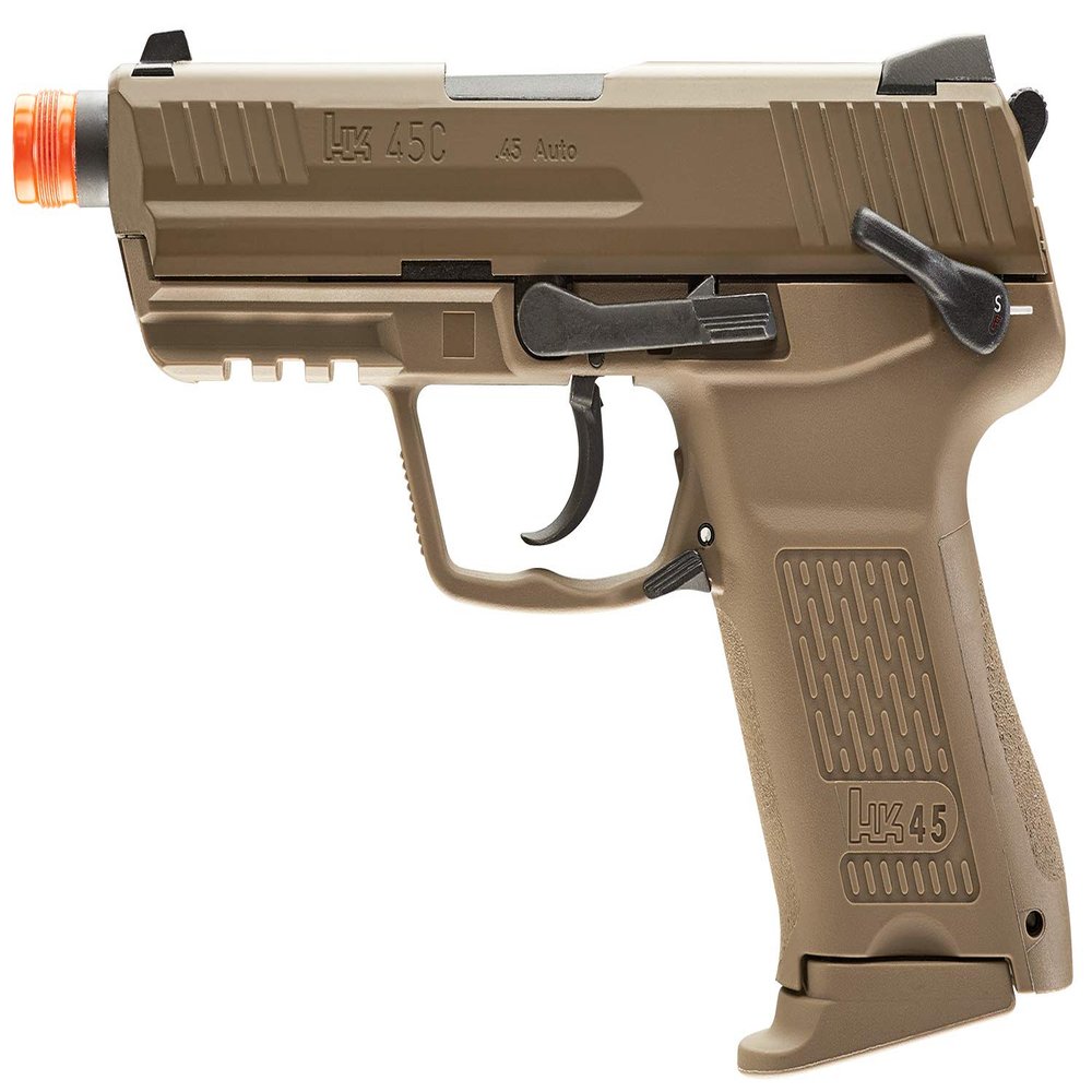 Elite Force HK Heckler & Koch HK45 GBB Blowback 6mm BB Pistol Airsoft Gun, FDE, HK45 Compact GBB