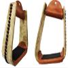 CHALLENGER 5" wide Horse Western Saddle Rawhide Leather Covered Angled Roper Stirrups 51174 view 1