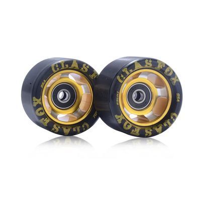 CLAS FOX 95A Speed/Derby Wheels Aluminum Roller Skate Wheels Indoor Roller Replacement wheel (Set of 8) (Black PU Gold Core)