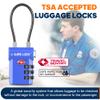 SURE LOCK TSA Approved Cable Luggage Lock TSA Locks for Luggage with Visual Inspection Indicator, Resettable 3-Digit Combination, Zinc Alloy Body for Suitcases, Backpacks, Gym Lockers(Blue 2 Pack) view 2