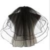Cibelle Women's Short 3 Tiers Ribbon Edge Short Wedding Bridal Veil With Comb Black view 1