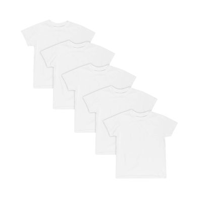 Hanes Boys Undershirt, Ecosmart Short Sleeve Crew Shirts, Multiple Packs Available Base Layer Top, White, X-Small US