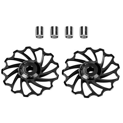 13T Black Aluminum Alloy Bicycle Derailleur Pulley, 11T/13T Guide Roller with Ceramic Bearing, Compatible with Mountain Bikes