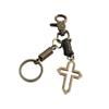 LHIABNN Creative Metal Cross Keychain Leather Clip Key Chain Handmade Retro Alloy Cross Key Chain for Men Women (The sword, Uniform code) view 3