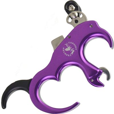 Archery Release Aid Fully Automatic Aluminum Alloy 3 or 4 Finger Release Aid Stainless Steel Release Aid Left or Right Hand for Compound Bow Hunting Shooting Target Trigger (Purple)